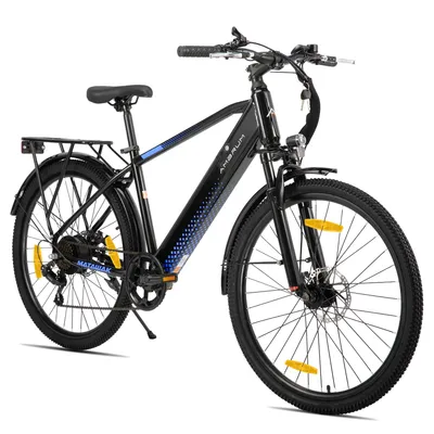 Produktbild von Hiland 26 Zoll-E-Mountainbike, 250W, 7 Gänge, mechanische Scheibenbremse, mit 10,4-Ah-Akku im Rahmen, Schutzblechen und Gepäckträger für Erwachsene