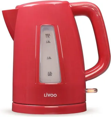 Zdjęcie produktu dla Czajnik elektryczny LIVOO 2200 W, 1,7 L, Obrotowa podstawa 360°, Filtr antywapienny, Czerwony