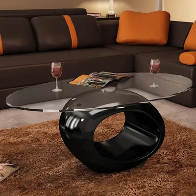 Produktbild von vidaXL Couchtisch mit Ovaler Glasplatte Hochglanz Schwarz