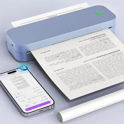 Image de Imprimante thermique A4 portable - Appareil d'impression sans jet d'encre - Imprimante mobile - Imprimante Bluetooth - Imprimante