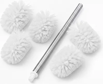 Produktbild von 2 x WC Bürste, Edelstahlgriff, abnehmbarer Kopf, Kunststoff, HxD: 35,5 x 8 cm, Toilettenbürste, weiß