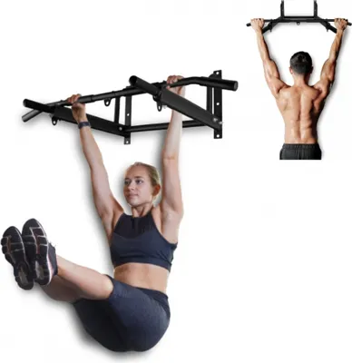 Image de Mobiclinic Fitness, barre de traction murale, kit de fixation inclus, adaptée pour sac de frappe, poignées antidérapantes, capacité jusqu'à 250 kg
