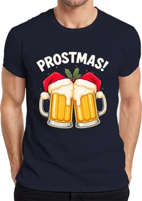 Produktbild von Prostmas Bierkrug Weihnachtsmann Bier Weihnachten lustig Geschenk Herren T-Shirt, Navy, 3XL