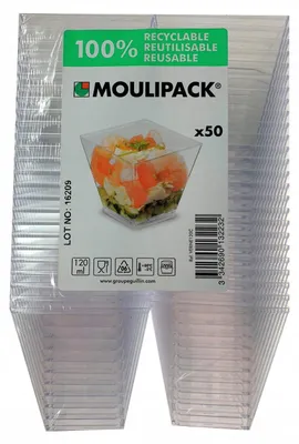 Image de 50x Tasses à dessert carrées 120 ml - Tasses réutilisables pour desserts, snacks & entrées - Mini-récipients élégants pour fêtes & catering
