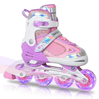 Image de Pattins à roulettes en ligne réglables pour enfants, avec des roues lumineuses