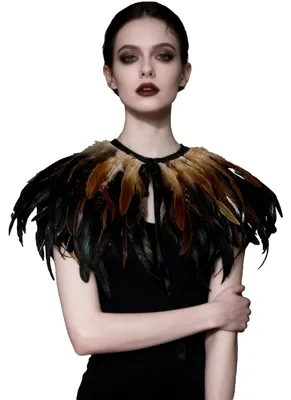 Imagen del producto de Omgoods - Poncho de cuello con plumas naturales para mujer, capa y bufanda - Accesorio elegante
