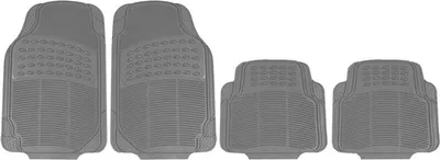 Produktbild von HEYNER® Auto Fußmatte 4er-Set grau Universal zuschneidbar Gummimatten Gummi-Fußmatten Gummi mit Haltenoppen Fahrer Beifahrer vorne hinten