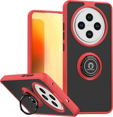 Immagine prodotto di Custodia per Oppo Reno12 F 4G/5G opaca traslucida in TPU con supporto ad anello e stand Rosso