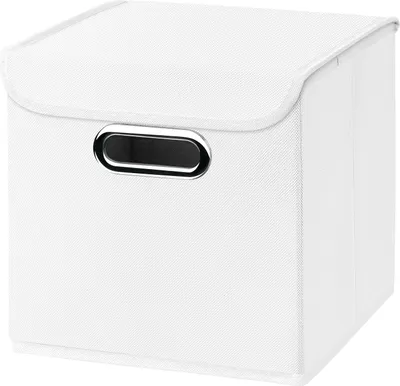 Produktbild von 1 Stück weiß Faltbox 25 x 25 x 25 cm Aufbewahrungsbox faltbar, mit Deckel