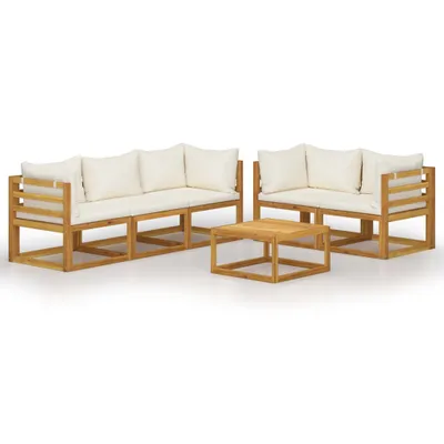 Produktbild von "SALE 2026" 6-tlg. Garten-Lounge-Set - elegantes Design - Sitzgruppe/Gartengarnitur - mit Auflagen Creme Massivholz Akazie - Terassenmöbel DEMöbel824713