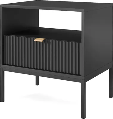 Produktbild von Masseno Nachttisch STELLARE Nachtschrank Beistelltisch für Schlafzimmer 54 x 56 x 39 cm Schwarz