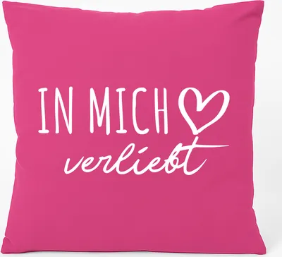 Produktbild von Huuraa Kissen In mich verliebt 40x40cm mit Füllung Fuchsia Baumwolle Dekokissen Geschenkidee