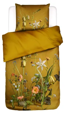 Produktbild von Bettwäsche Ficaria Flower Ocker, 135x200 + 1x 80x80 cm - 100% Bio-Baumwollsatin 215TC - Blumen