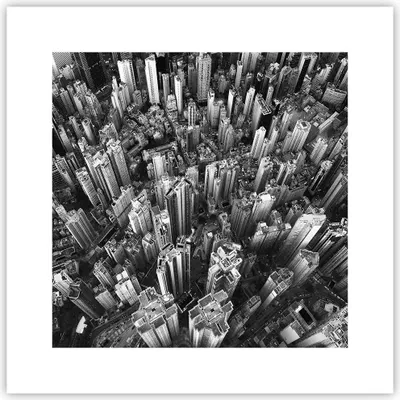 Produktbild von Poster - Poster ohne Rahmen - Wolkenkratzer mit Berge - 30x30 cm - Wand Bild - Wanddeko - Wandbilder - Kunstposter - Wandposter - Bilder - Kunstdruck - Wanddekoration - Wandbild - P2XAC30x30-4453