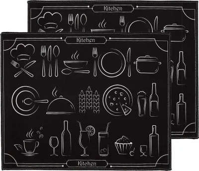 Produktbild von Unyqoos® Geschirr-Abtropfmatten 2er-Set 40 x 46 cm – schnelltrocknende Spülbecken-Unterlage für Geschirr, modernes Design Schwarz/Weiß, MF-60