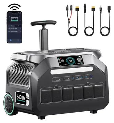 Image de Centrales électriques portables - Modèle P2400 - 2400W, 2048Wh, batterie LiFePO4 - Prise secteur 230V (Europe) - Alimentation de secours pour la maison, les camping-cars et le camping - Contrôle via application