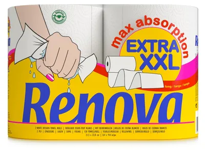 Immagine prodotto di Renova rotoli da cucina Maxi Absorption Extra XXL 2 rotoli Standard XXL carta certificata