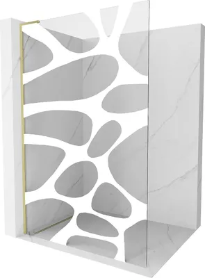 Obrázek produktu pro Mexen Kioto L sprchová stěna Walk-in 110 x 200 cm, bílá vlna, zlatá kartáčovaná - 800-110-103-55-97