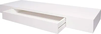 Obrázok produktu pre Nástenná polica HWC-H37, plávajúca nástenná polica závesná polica, zásuvka z masívneho dreva 8x80x25cm ~ biela