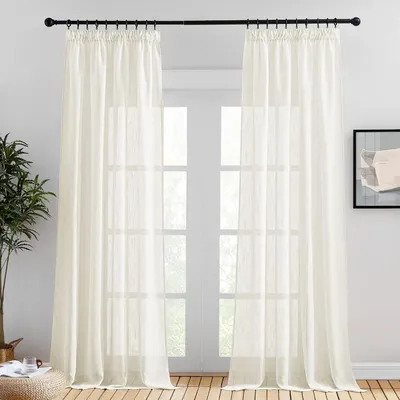 Immagine prodotto di Tende effetto lino, semitrasparenti, color beige, dimensioni 245 x 140 cm, confezione da 2