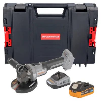Obrázok produktu pre Procraft Industrial AG125Abb Akumulátorová uhlová brúska 20 V 125 mm bez kefiek + 1x akumulátor 4,0 Ah + nabíjačka + kufor na náradie RHINO