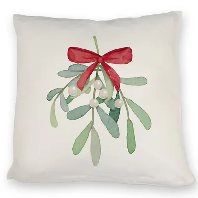 Produktbild von Weihnachtskissen mit Mistelzweig Motiv, 40x40cm, Polyester, waschbar, mit Reißverschluss