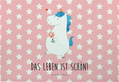 Produktbild von Mr. & Mrs. Panda Frühstücksbrett Einhorn Spaziergang - Rot Pastell - Geschenk, Freundin, Unicorn, Hackbrett, Blumen, Glas Schneideplatte, Glitzer, Glas-Schneidebrett