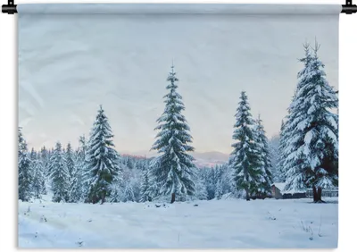 Produktbild von MuchoWow® Wandteppich Wandbehang Winter - Schnee - Bäume 60x45 cm Tapisserie Dekoration Wandtuch - Das Schlafzimmer