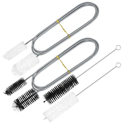 Image de Brosse de nettoyage pour aquarium - Brosse pour tuyaux - Lot de 4 - Acier inoxydable et nylon