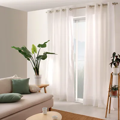 Gardine mit Ösen 135x240 cm Baumwolle Weiß Oeko-Tex