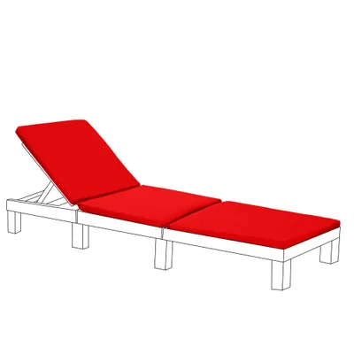 Produktbild von Liegenauflage für Gartenliegen und Deckchairs mit wasserabweisendem, abnehmbarem Bezug – 194x66x5 cm - Rot