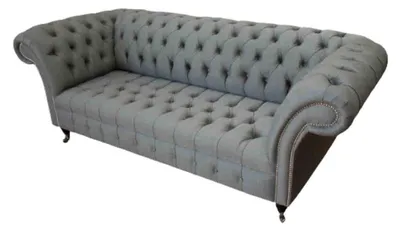 Produktbild von Sofa 3 Sitzer Couch Stoff Modern Luxus Grau Chesterfield Dreisitzer Neu