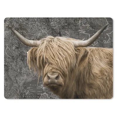 Produktbild von MuchoWow® Mauspad Mousepad Weltkarte - Tiere - Schottischer Highlander 40x30 cm - Mousepads - Maus Mat - Pad - Mausunterlage - Anti Rutsch