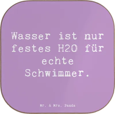 Produktbild von Mr. & Mrs. Panda Tischuntersetzer Spruch Schwimmen Abenteuer - Lavendeltraum - Geschenk, Sport, Sportler, Sportart, Schwimmbad, Ausdauer, Coaster, Wasser, Holzuntersetzer