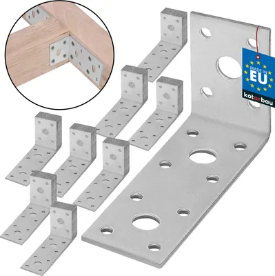 Produktbild von KOTARBAU® 100er Set Winkelverbinder 100 x 50 x 40 Stahl Bauwinkel Lochplattenwinkel Möbelverbinder Verzinkt Schwerlast Holzverbinder Montagewinkel Stuhlwinkel