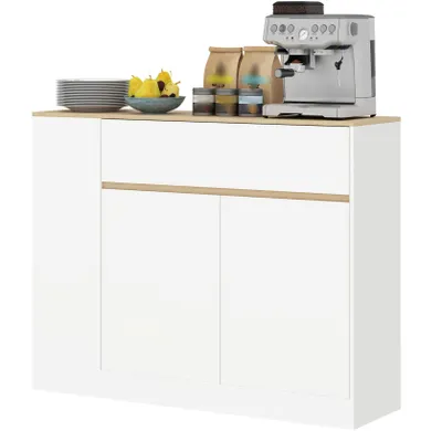 Produktbild von Sideboard, großes Schrankfach, Kommode 3 Ablagefächer, Schublade, Wohnzimmerunterschrank 105 x 30 x 81,5cm