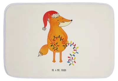 Produktbild von Mr. & Mrs. Panda Badvorleger Fuchs Weihnachten - Weiß - Geschenk, Heiligabend, Badezimmer Matte, Weihnachtsdeko, Badteppich, Nikolaus, Winter, Weihnachtsmann, Badematte