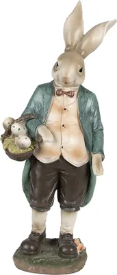 Immagine prodotto di Clayre & Eef figurina coniglio 38 cm marrone verde in poliresina