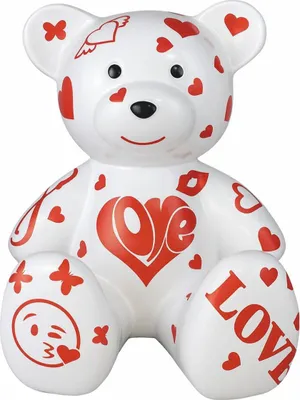 Zdjęcie produktu dla Casa Padrino Figurka dekoracyjna Miś biały/czerwony wys. 34 cm - Figurki dekoracyjne