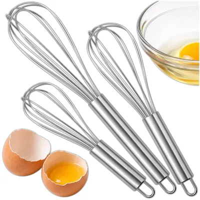 Produktbild von KRUMAD Schneebesen Set 3-teilig, Edelstahl Rührbesen, Hand Schneebesen Küche, Quirl zum Verquirlen, Mischen und Backen, spülmaschinengeeignet, KI-generiertes Bild
