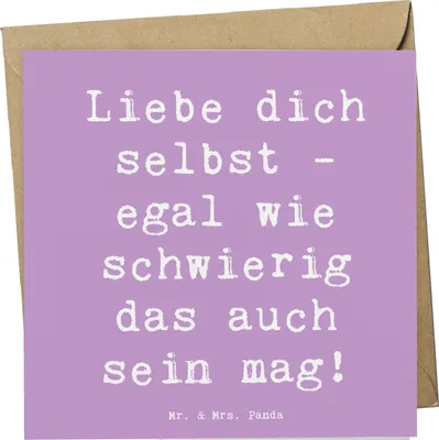 Produktbild von Mr. & Mrs. Panda Grußkarte Spruch Selbstakzeptanz Liebe - Lavendeltraum - Geschenk, doppelkarte, faltkarte, Zitat, Einzigartigkeit, Klappkarte, Selbstverwirklichung