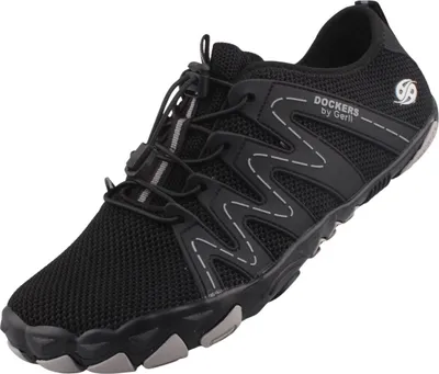 A black Dockers by Gerli sports slipper is shown against a white background.