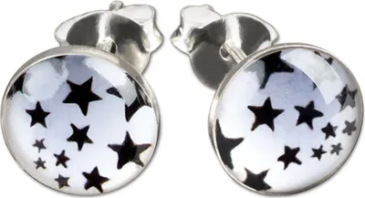 Produktbild von viva-adorno 1 Paar Damen Ohrstecker Ohrringe rund Edelstahl Weiß Stern Sterne Z300,Weiß