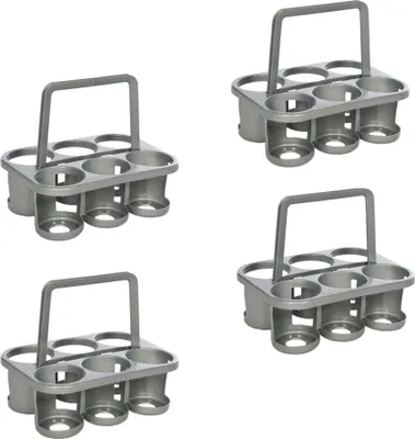 Image de Novaliv 4x porte-bouteilles pour 24 bouteilles - maintien stable - panier à boissons en plastique, empilable, 32x23x28cm ARGENT - Idéal pour la cuisine & la cave Panier à boissons Porte-bière Porte-boissons Coffre à bouteilles