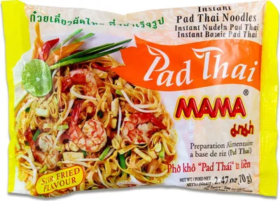 Immagine prodotto di confezione da 10 spaghetti di riso istantanei MAMA Pad Thai 70g | Spaghetti istantanei al gusto di frittura
