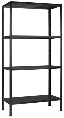 Produktbild von SCHULTE Regalwelt Steckregal mit 4 PowerMAX Fachböden, 65 kg Tragkraft, 180x80x40 cm (HxBxT), schwarz-Struktur
