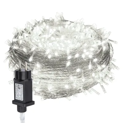 Obrázok produktu pre Bettizia 20M LED rozprávkové svetlá 200LEDs 8 režimov s pamäťovou funkciou, vianočná strana Záhrada Prevádzka blikajúce hviezdy Efekt dekorácie Priehľadný kábel Studená biela
