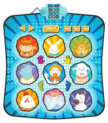 Obrázok produktu pre LEAN Toys 28734 Interaktívna hudobná tanečná podložka pre deti, zvieratká, LED svetlá, modrá