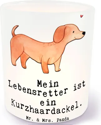 Produktbild von Mr. & Mrs. Panda kerzenhalter klein Dackel Kurzhaardackel Lebensretter - Transparent - Geschenk, Teelichthalter, glas, Teckel, dekolicht, Windlicht Deko, Dachshund