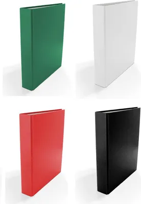 Produktbild von 4x Ringbuch / DIN A5 / 2-Ring Ordner / Farbe: je 1x grün, weiß, rot und schwarz